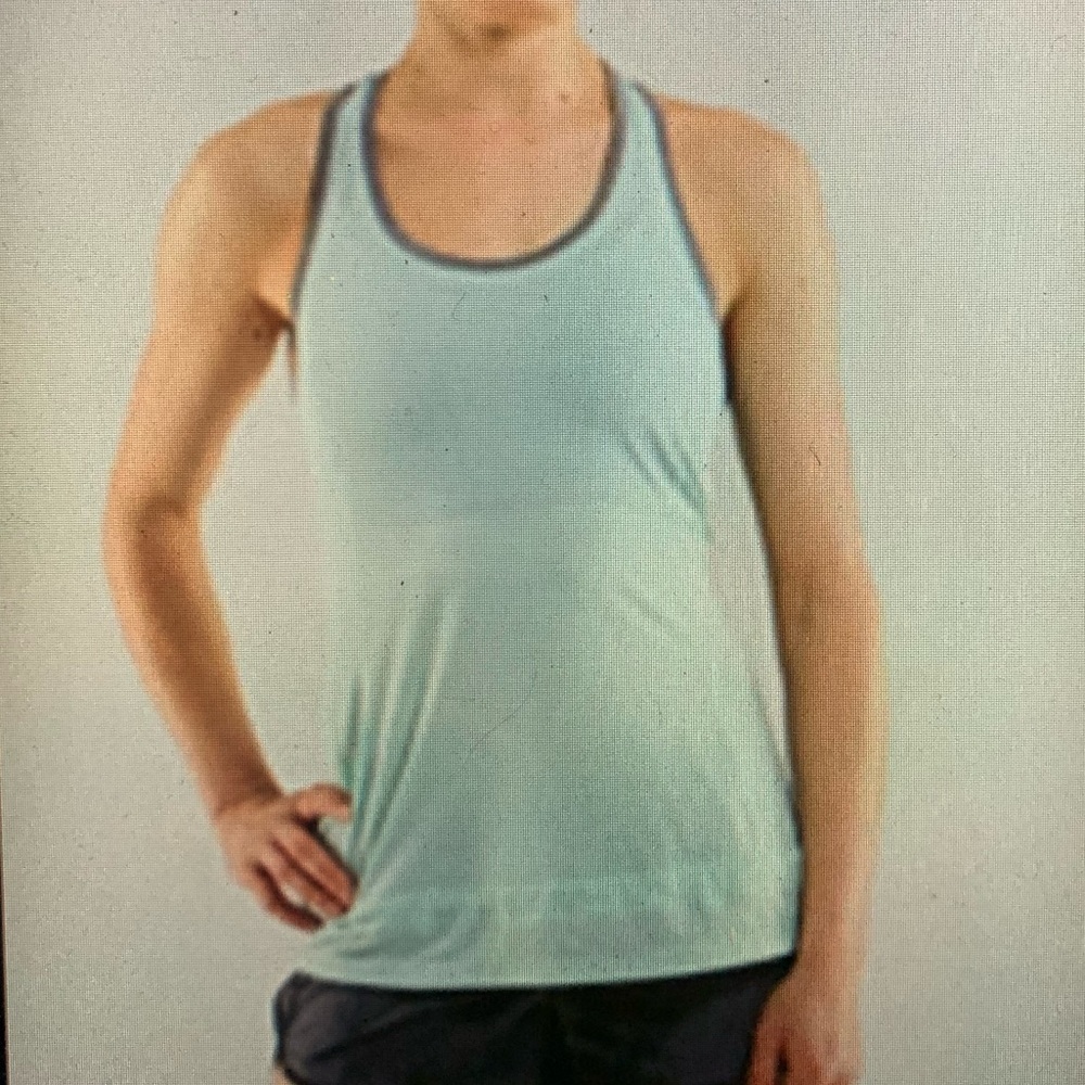 Lululemon Mint and Gray Striped Tank Top